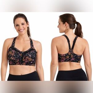 Victoria’s Secret Sport Knockout Ultra 34DD Floral Star Front Zip Bra